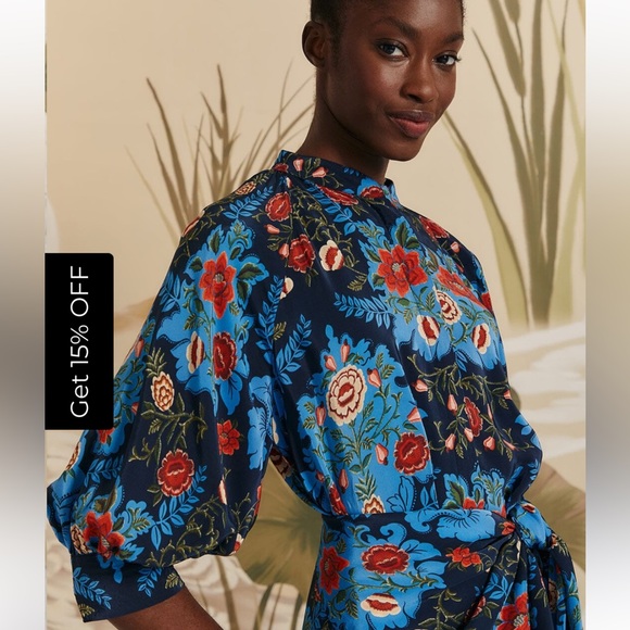 Farm Rio Blue Arabesque Midi Dress - Picture 3 of 8